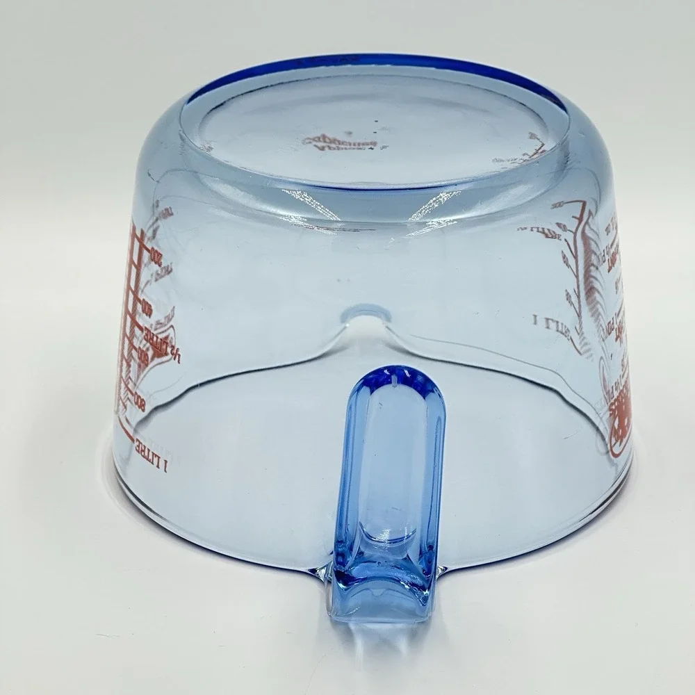 Vintage Blue PYREX Glass Measuring Cup 1 Litre 1.5 Pint Tinted Kitchenware 1970s